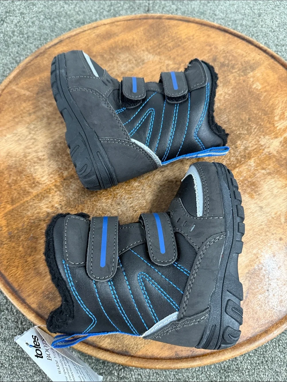 Totes Boots Kids Toddler 5 Black Blue Insulated Winter Snow Warm Play